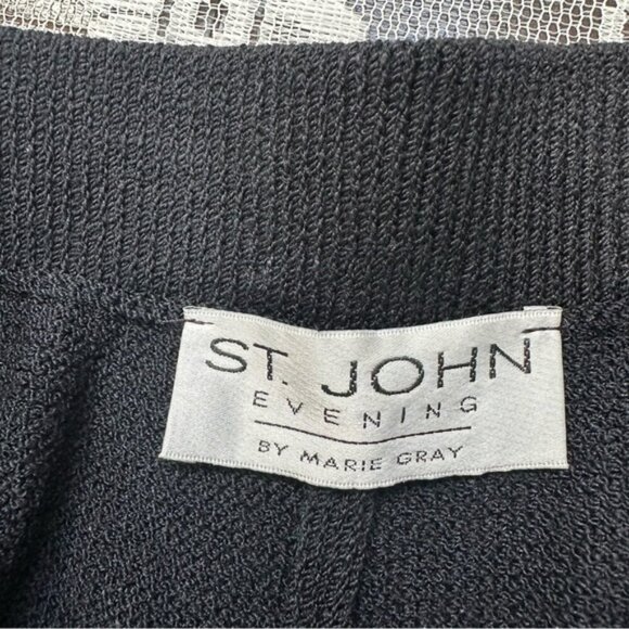 St. John Evening Santana Knit High Waisted Tapered Pant Elastic Waist black Sz 2 - Picture 9 of 12